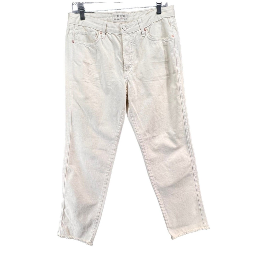 Free People We The Free Jeans Womens 27 Cream Tapered Leg Five Pocket Raw‎ Hem